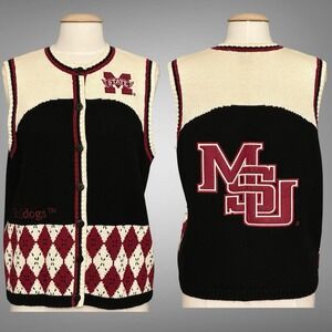 VTG Mississippi State MSU Birch Brothers Womens Sweater Vest L Logo 80s 90s